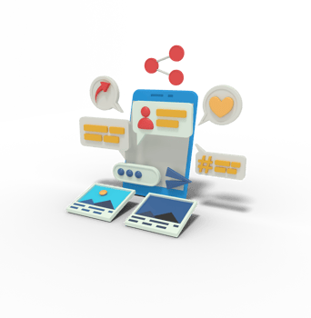 3d illustration of social media chating and share on phone png