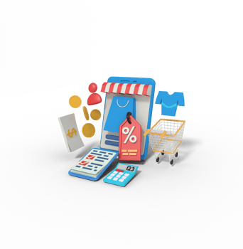 3d Illustration of online shop discount and budget png