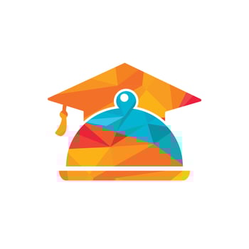 Educational food vector logo design concept. Food cooking education logo illustration icon design.