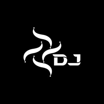 DJ letter logo design on black background. DJ creative technology minimalist initials letter logo concept. DJ Unique modern flat abstract vector letter logo design.