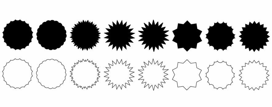 sunburst badges set isolated on white background vector