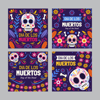 Dia de Muertos Social Media Post Template vector