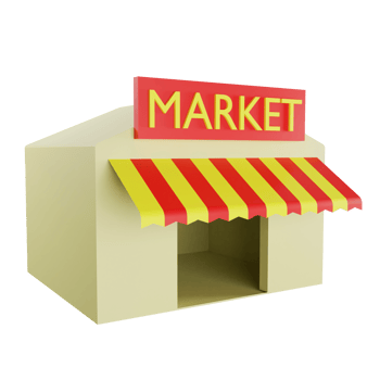 3D rendering market icon on transparent background png