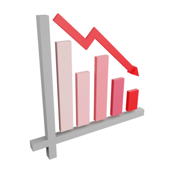 3D rendering lose graph icon on transparent background png