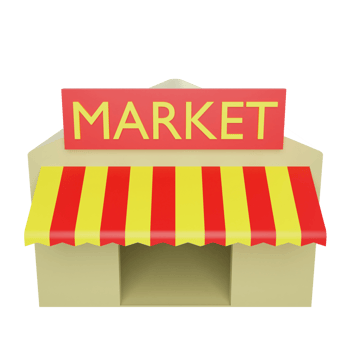 3D rendering market icon on transparent background png