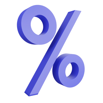 3D rendering percent icon on transparent background png