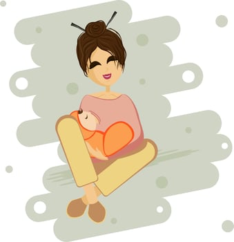 A mother breastfeeding her baby vector