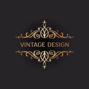 Wedding logo in vintage style with Gold Ornament vector