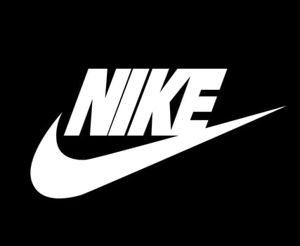 Nike Logo White With Name Clothes Design Icon Abstract football Vector Illustration With Black Background