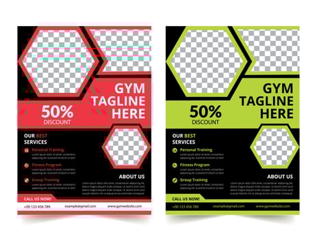 Business Gym Fitness Flyer Red and Green color design corporate template design for annual report company leaflet cover business poster layout,Company flyer, banners vector