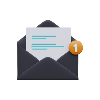 Open mail envelope with notice. One Message. 3d render png