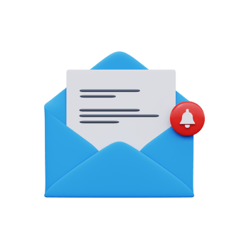 Open mail envelope with notice. 3D render png