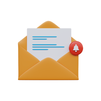Open mail envelope with notice. 3D render png