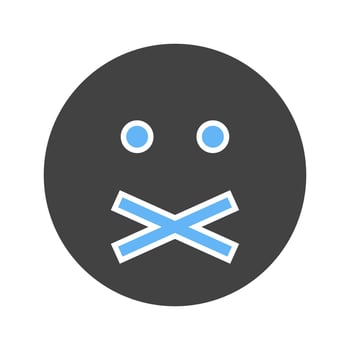 Don't Tell Glyph Blue and Black Icon vector