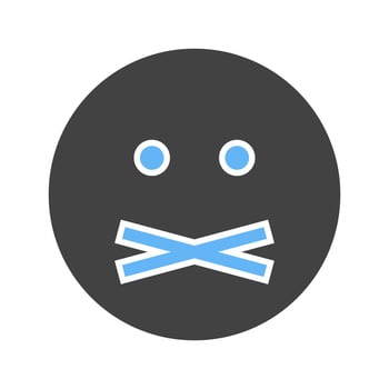Mute Glyph Blue and Black Icon vector