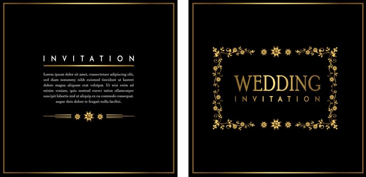 Golden Wedding Invitation Card. Invitation Card with Luxury Concept, Golden Mockups. vector