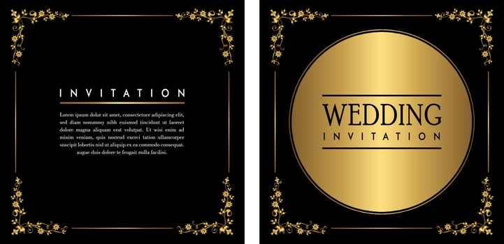 Golden Wedding Invitation Card. Invitation Card with Luxury Concept, Golden Mockups. vector