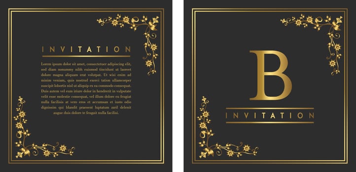 Golden Wedding Invitation Card. Invitation Card with Luxury Concept, Golden Mockups. vector