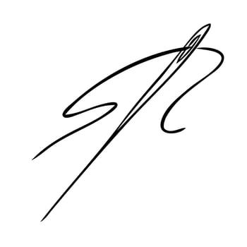 Needle with thread. Modeling tools. Vector illustration.