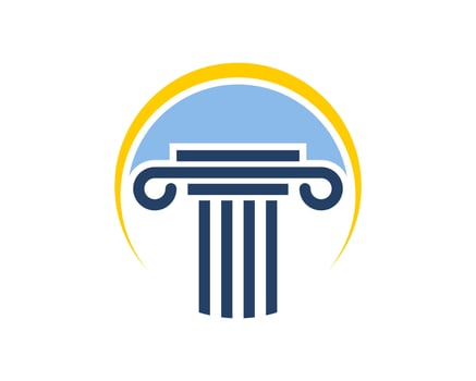 Abstract sun swoosh with law pillar inside vector