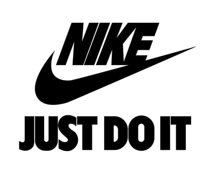 Nike Logo And Just Do It Symbol Black With Name Clothes Design Icon Abstract football Vector Illustration With White Background