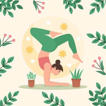 Woman Practicing Yoga As Self Care vector