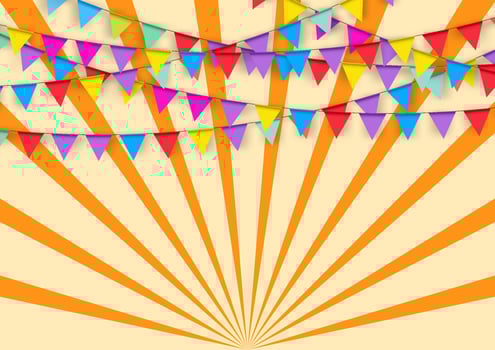 abstract background drawing style sunburst with flag and ribbon  vector illustration