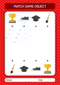 Match with same object game summer icon. worksheet for preschool kids, kids activity sheet vector