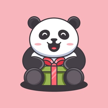 CUTE PANDA HOLD GIFT vector