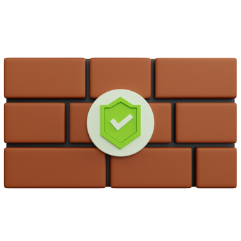 3d rendering brown brick wall with shield isolated png