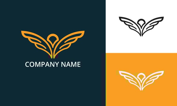 Wing logo isolated vector, line art logo, business logo design. vector