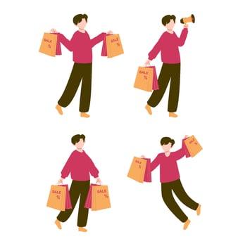 Man shopping with trolley vector