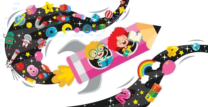 Education Concept With Cartoon Character vector