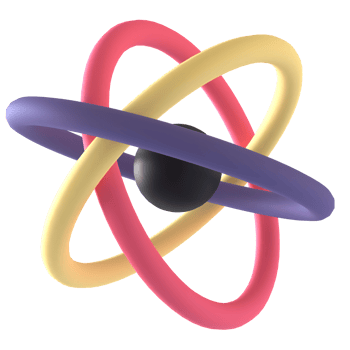 Atom 3D rendering isolated on transparent background. Ui UX icon design web and app trend png