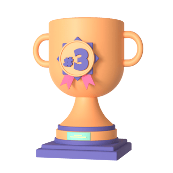 Trophy and third medal 3D rendering isolated on transparent background. Ui UX icon design web and app trend png