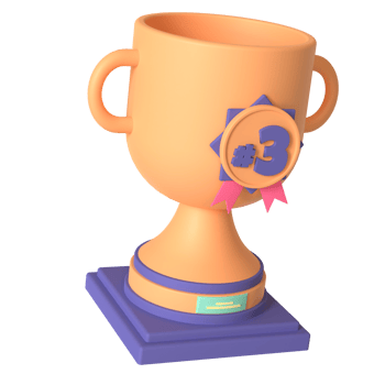 Trophy and third medal 3D rendering isolated on transparent background. Ui UX icon design web and app trend png