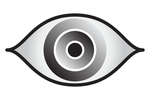 Eye icon black and white illustration. vector