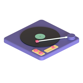 Vinyl player 3D rendering isolated on transparent background. Ui UX icon design web and app trend png
