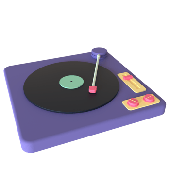 Vinyl player 3D rendering isolated on transparent background. Ui UX icon design web and app trend png