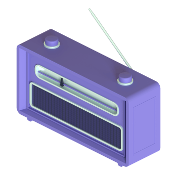 Retro radio 3D rendering isolated on transparent background. Ui UX icon design web and app trend png