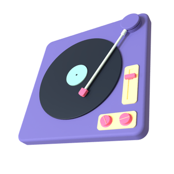 Vinyl player 3D rendering isolated on transparent background. Ui UX icon design web and app trend png