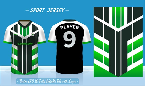 Sports jersey and t-shirt template sports jersey design vector mockup. Sports design for football, badminton, racing, gaming jersey
