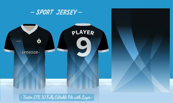 Sports jersey and t-shirt template sports jersey design vector mockup. Sports design for football, badminton, racing, gaming jersey