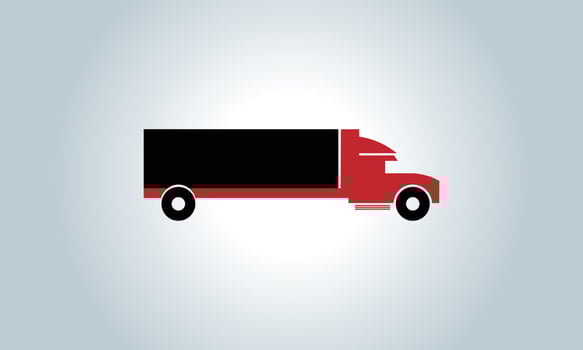 Red delivery van. Express delivery services commercial truck. Flat vector illustration.
