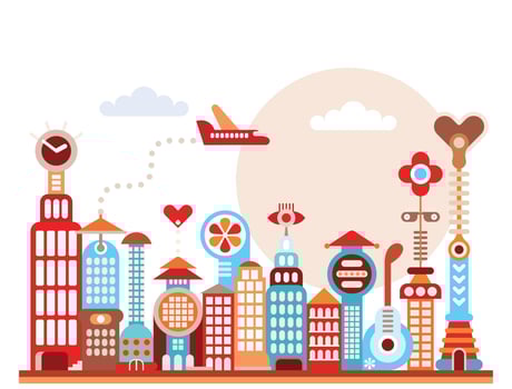 Fantastic cityscape of a future city vector