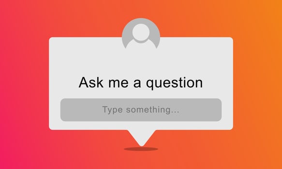 Ask me a question for social media sticker design on gradient background. Easy editable stroke. EPS 10. vector