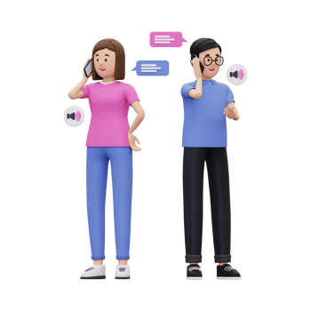 3d a man and a woman are having a telephone conversation illustration png