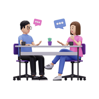 3d a man and woman having a job chat illustration png