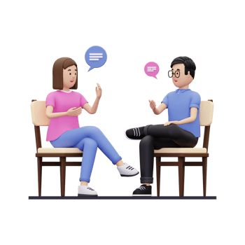 3d conversation between male and female illustration png