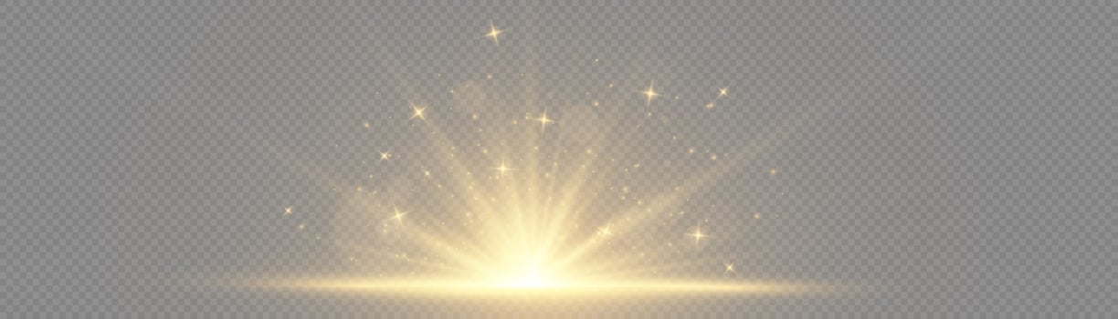 Explosion light effect. Abstract blue and yellow light rays effect background. The vector shines with golden bright light. Golden glitter burst with sparkles. Glow light effect, bright gold
